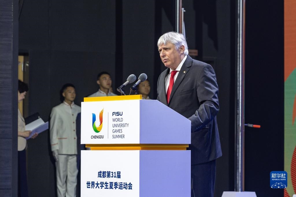 7月22日，國際大體聯(lián)秘書長、首席執(zhí)行官艾瑞克·森超在開村儀式上致辭。新華社記者 黃偉 攝