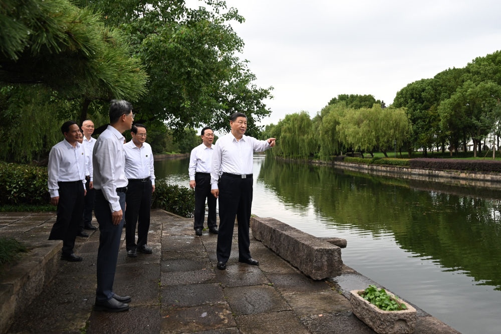 2023年9月20日下午，習近平在浙江省紹興市浙東運河文化園考察。新華社記者 謝環(huán)馳 攝