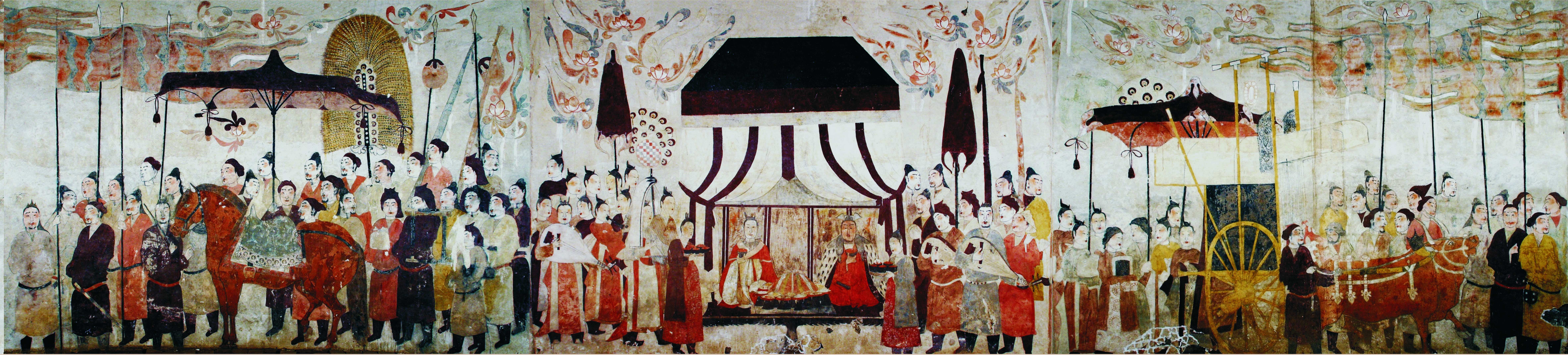 這是徐顯秀墓室壁畫展開圖。太原北齊壁畫博物館供圖