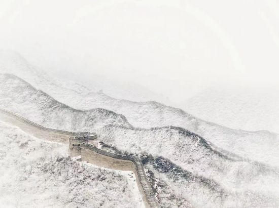 朱銳拍攝的長城雪景。（受訪者供圖）