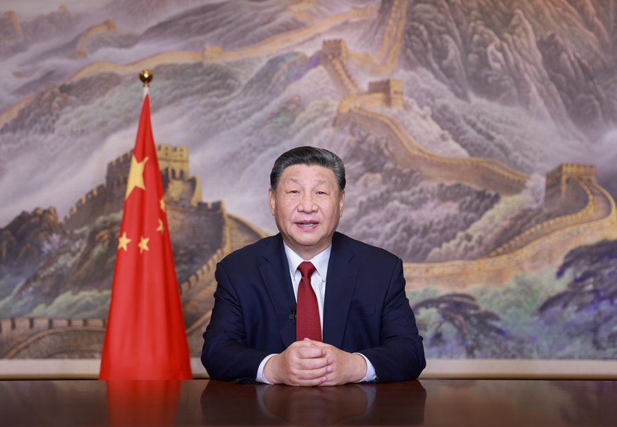 新年前夕，國家主席習(xí)近平發(fā)表二〇二五年新年賀詞。新華社記者 鞠鵬 攝