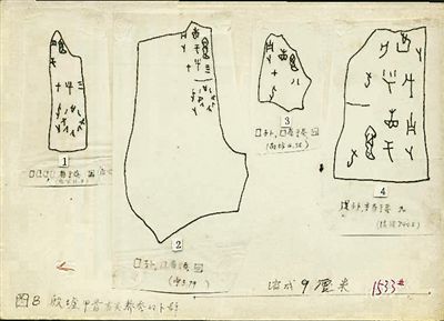 周堯?yàn)椤吨袊?guó)昆蟲學(xué)史》摹寫的甲骨文材料。老科學(xué)家學(xué)術(shù)成長(zhǎng)資料采集工程供圖